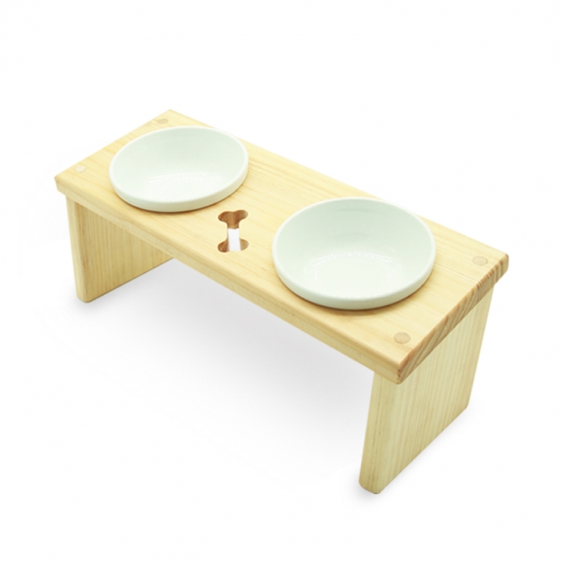 愛寵木作寵物餐桌-骨頭(附陶瓷碗) 1